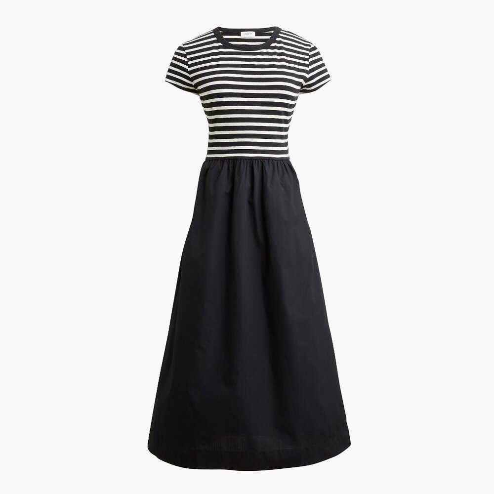 NWT J. Crew Womens Size Small Black Striped Short Sleeve Knit Mixy Dress NEW